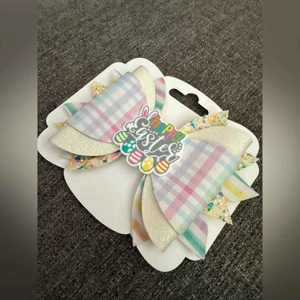 Hand Crafted Pastel Plaid Easter Hair Bow